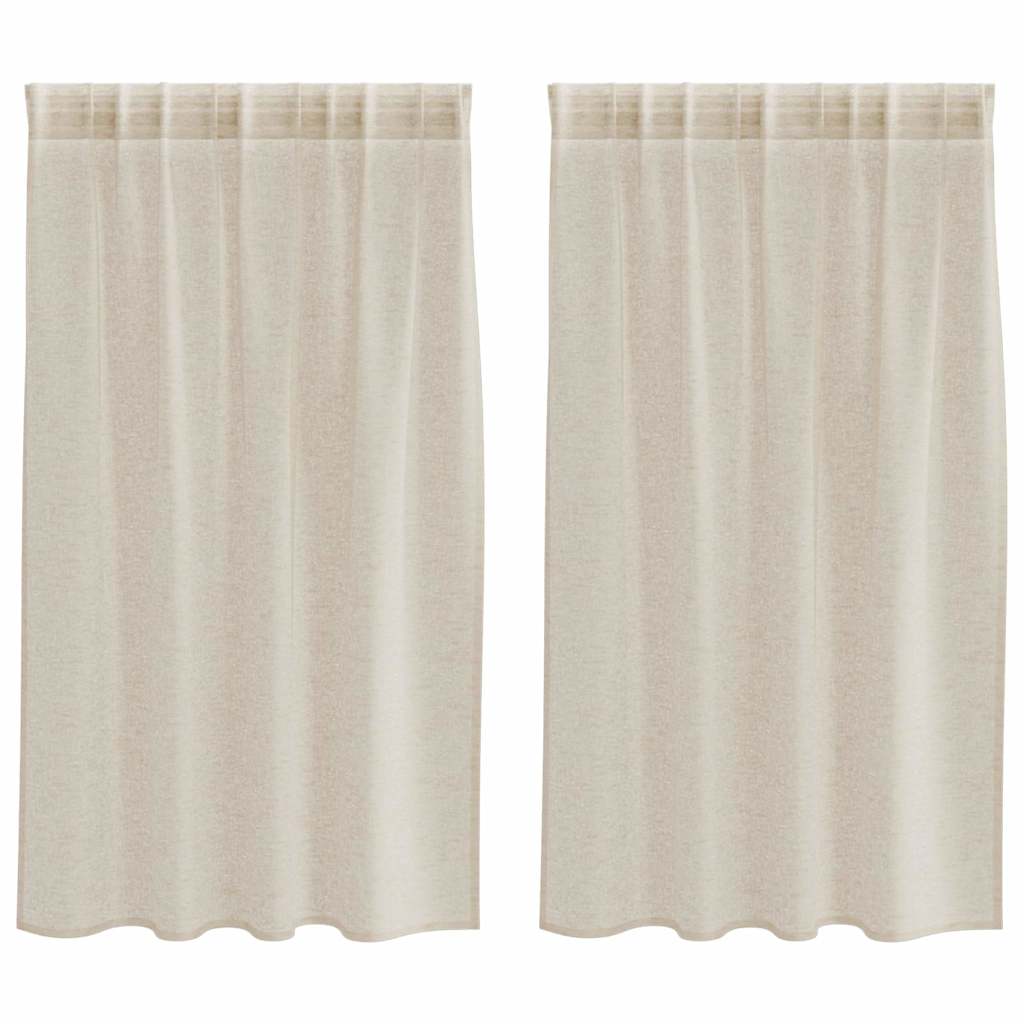 Voile Gardin med gardiner 2 pcs Sand 140x140cm Polyester