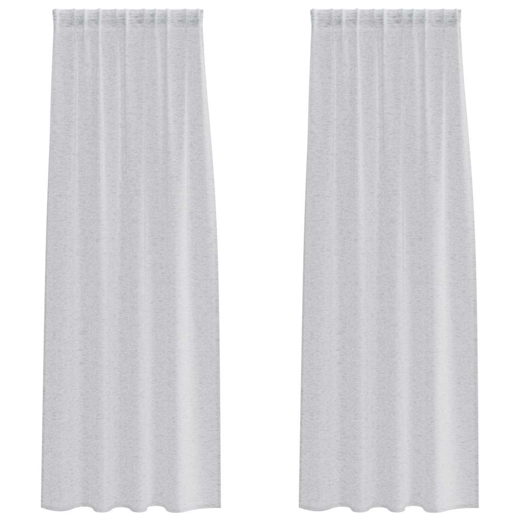 Voile Gardin 2 st Ljusgrå 260 x 140 cm Polyester