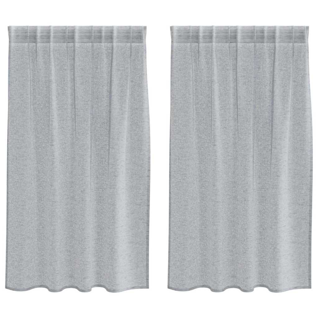Voile Gardin 2 st Mörkgrå 140 x 140 cm Polyester