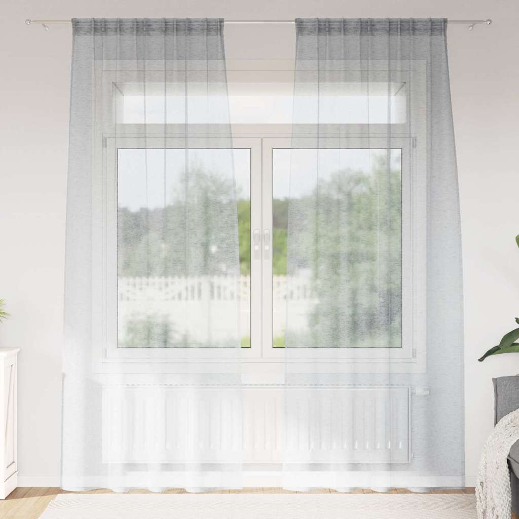 Voile Gardin 2 st Mörkgrå 245 x 140 cm Polyester