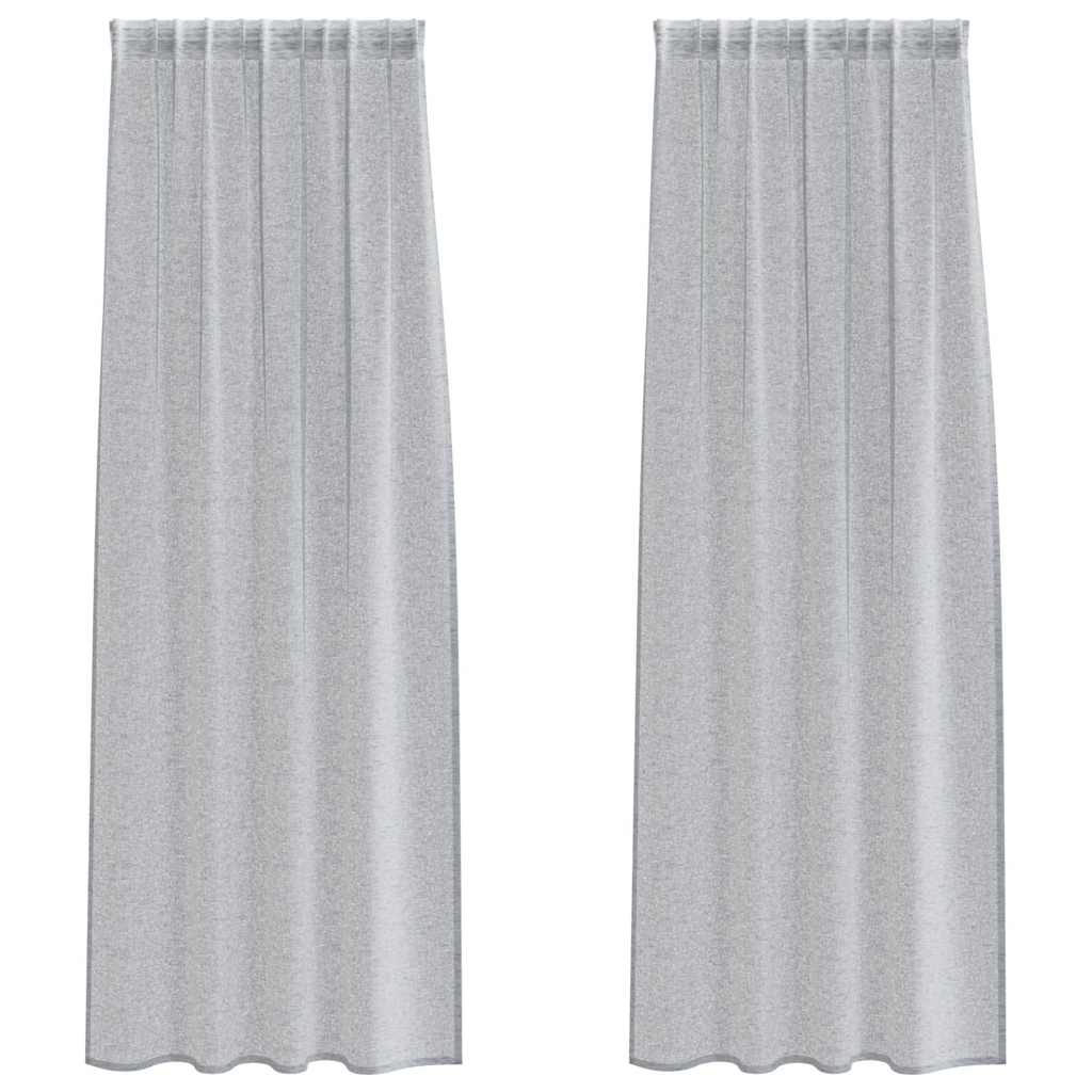 Voile Gardin 2 st Mörkgrå 260 x 140 cm Polyester