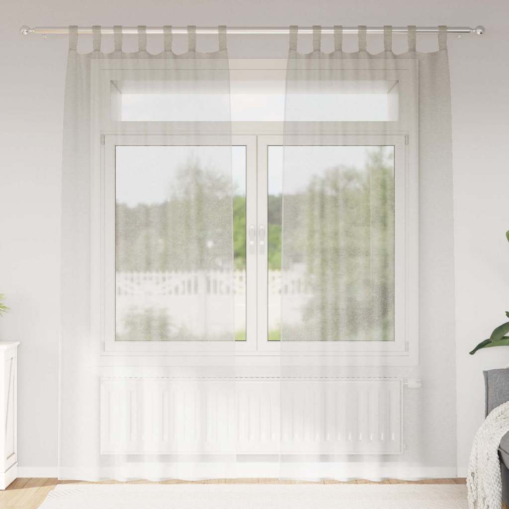 Voile Gardin 2 st Kräm 245 x 140 cm Polyester