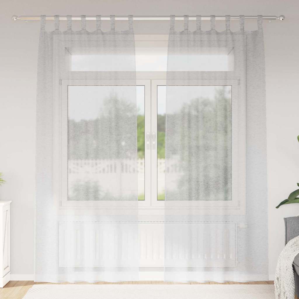 Voile Gardin 2 st Ljusgrå 225 x 140 cm Polyester