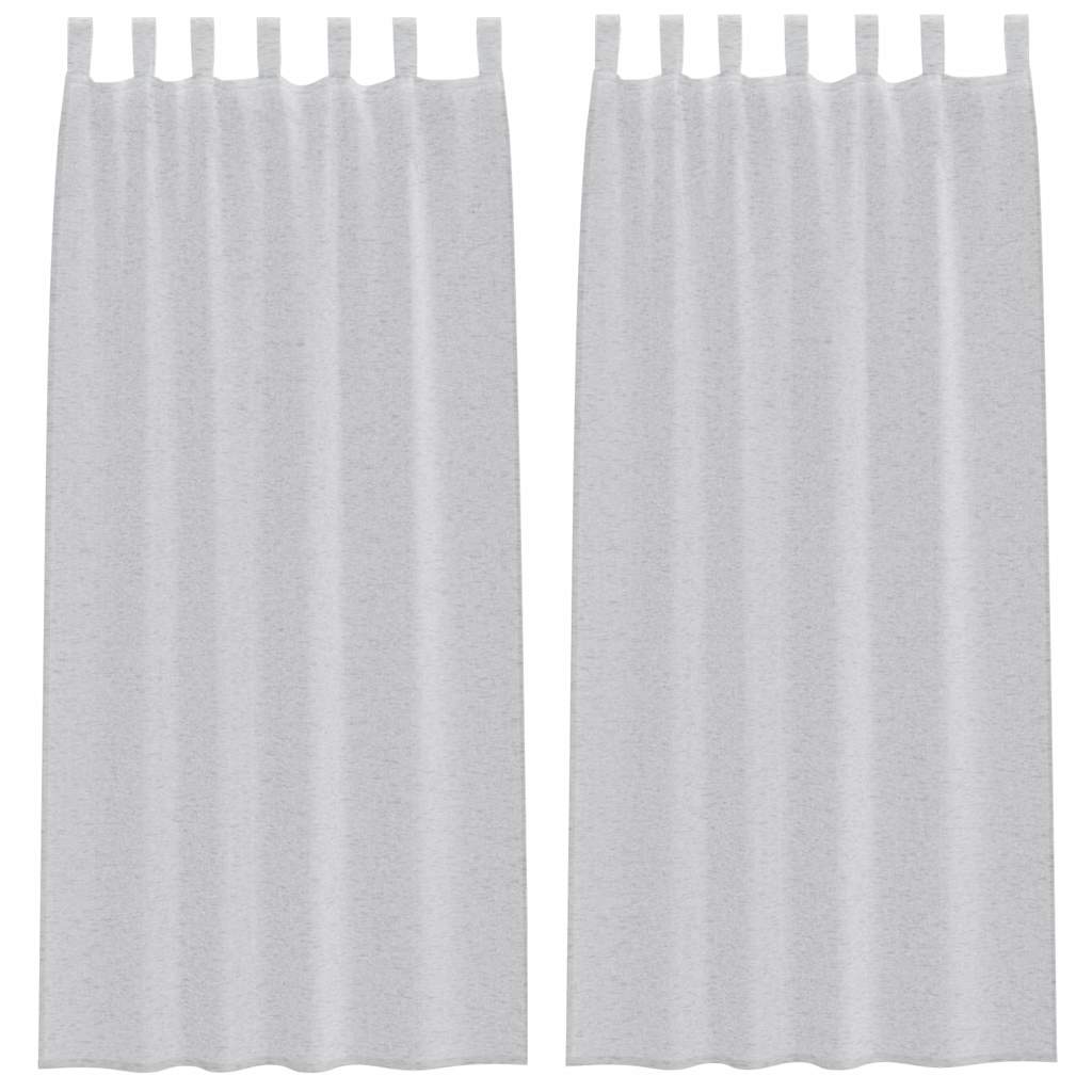 Voile Gardin 2 st Ljusgrå 245 x 140 cm Polyester