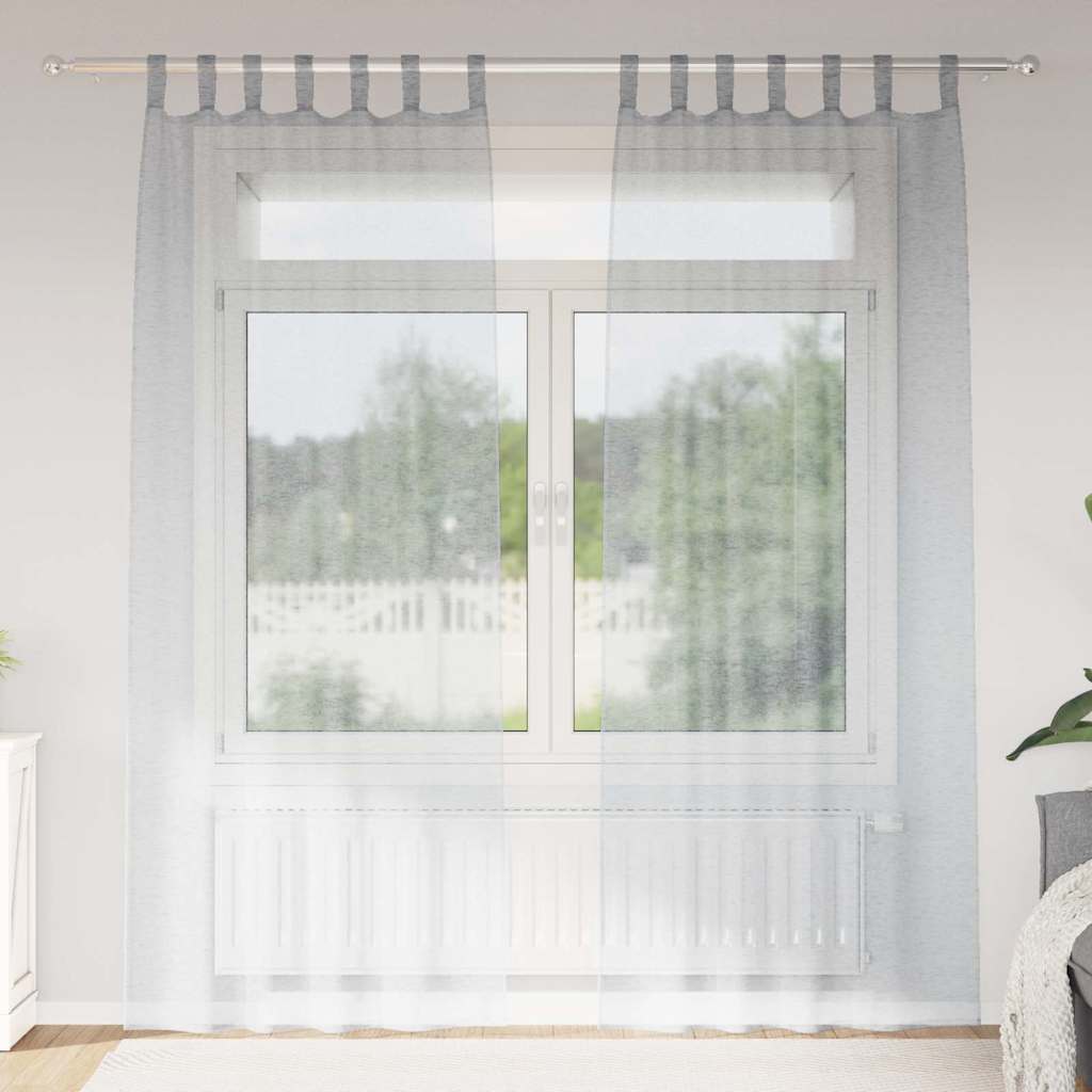 Voile Gardin 2 st Mörkgrå 245 x 140 cm Polyester