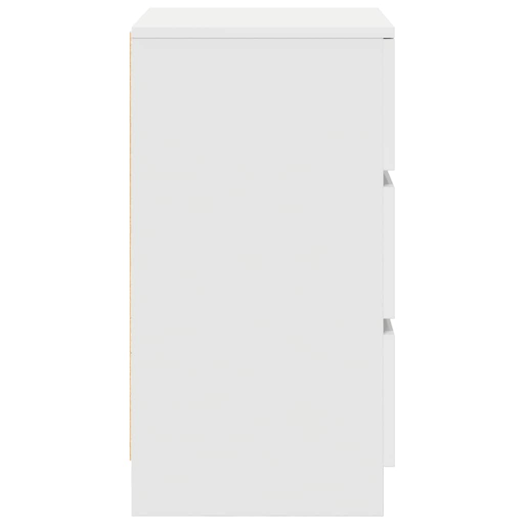 Sängbord med 3 lådor vit 39x35x65 cm