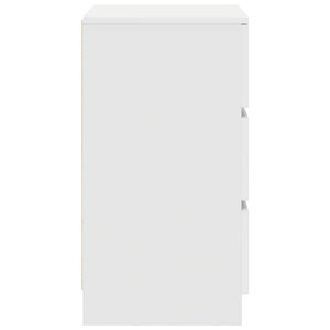 Sängbord med 3 lådor vit 39x35x65 cm