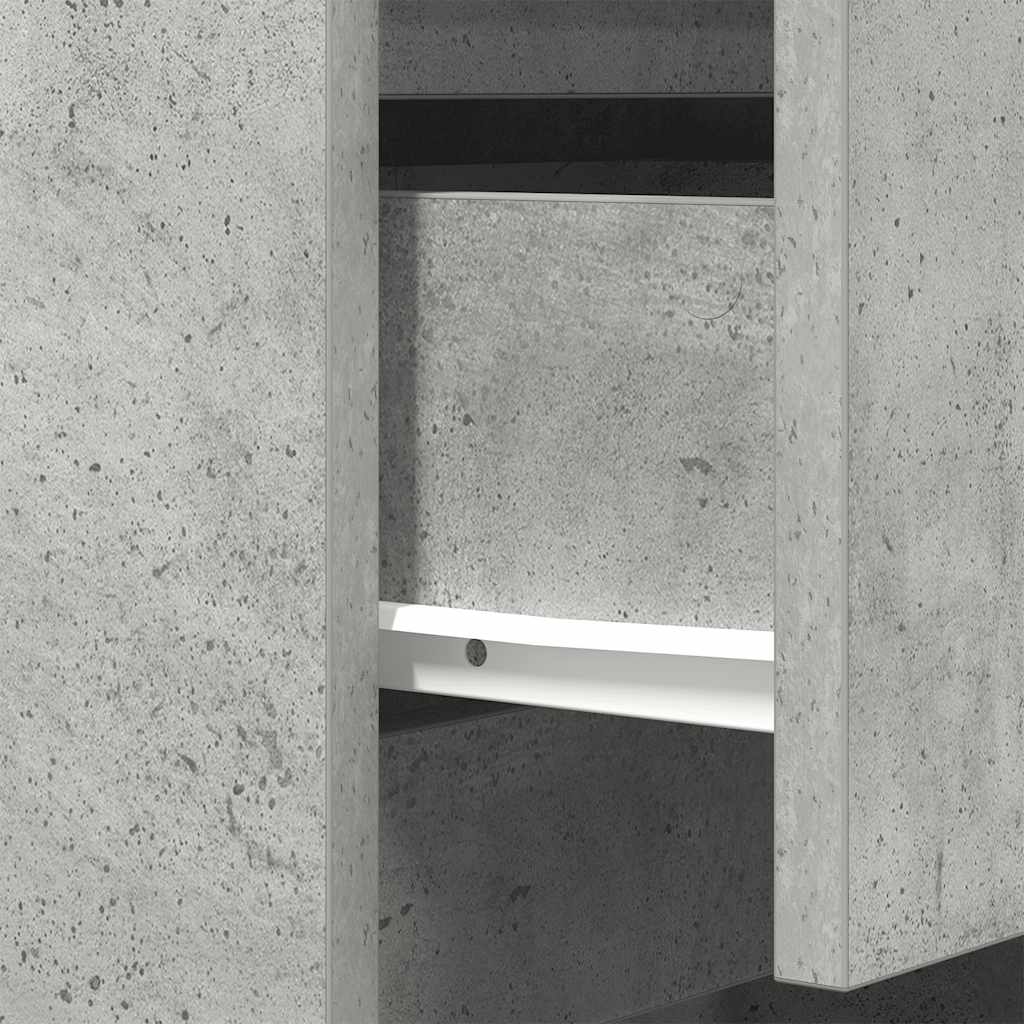 Sängbord med 3 lådor betonggrå 39x35x65 cm