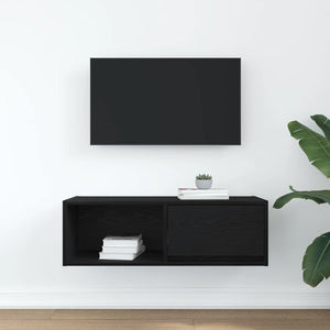TV-bänk svart ek 80x31x25,5 cm konstruerat trä
