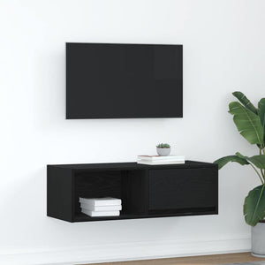 TV-bänk svart ek 80x31x25,5 cm konstruerat trä