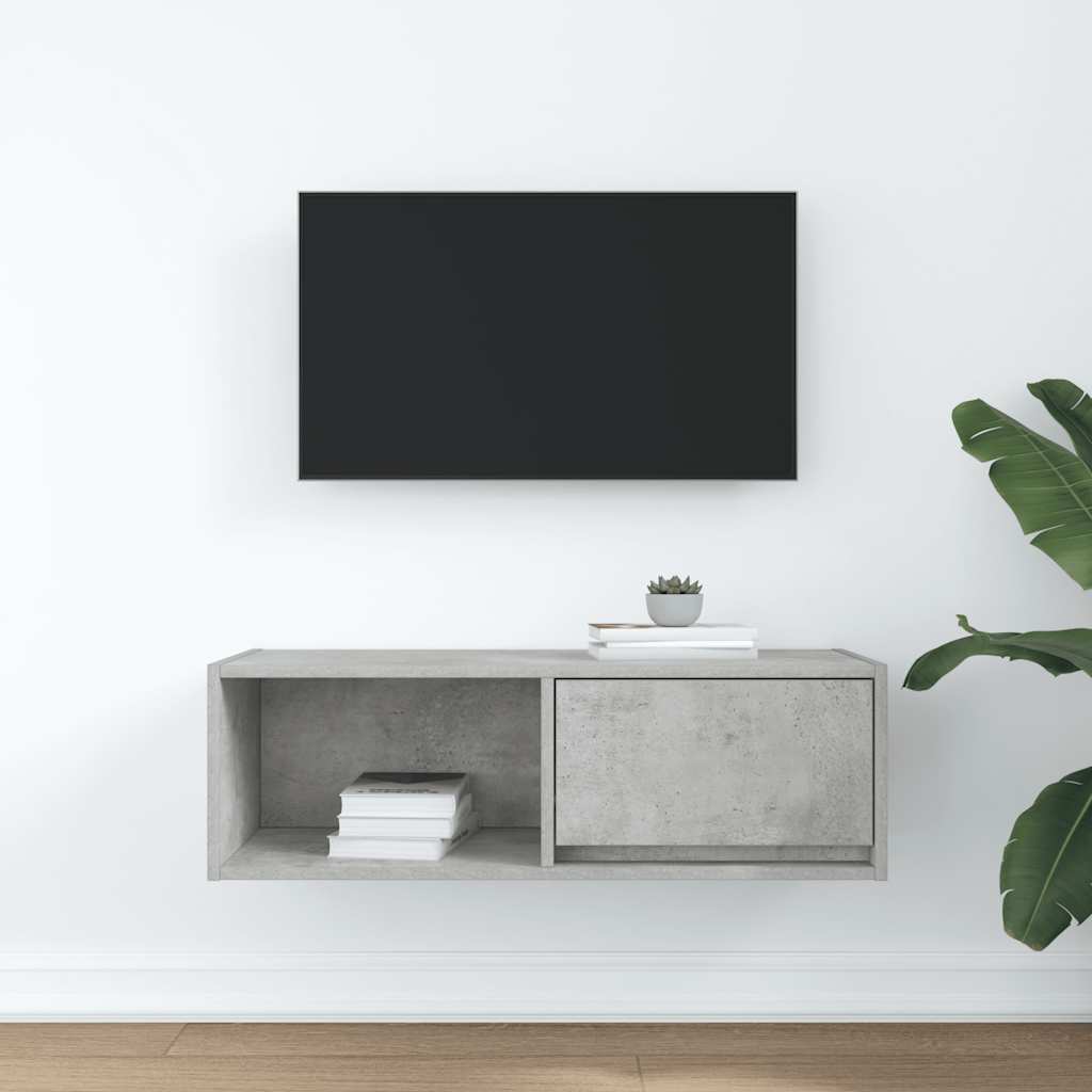 TV-bänk betonggrå 80x31x25,5 cm konstruerat trä