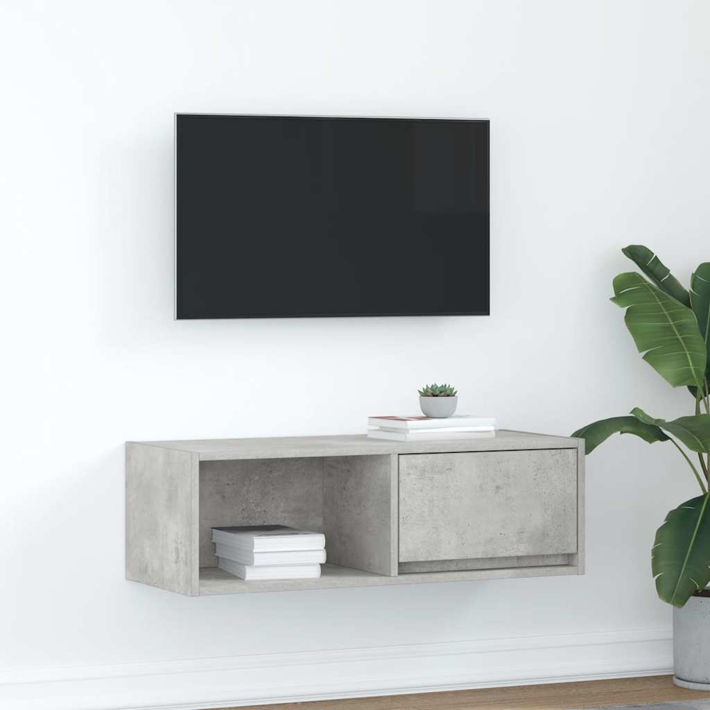 TV-bänk betonggrå 80x31x25,5 cm konstruerat trä