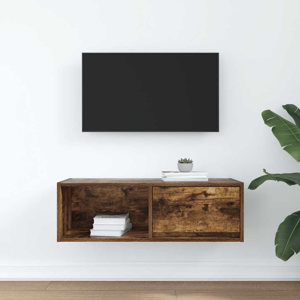 TV-bänk rökt ek 80x31x25,5 cm konstruerat trä