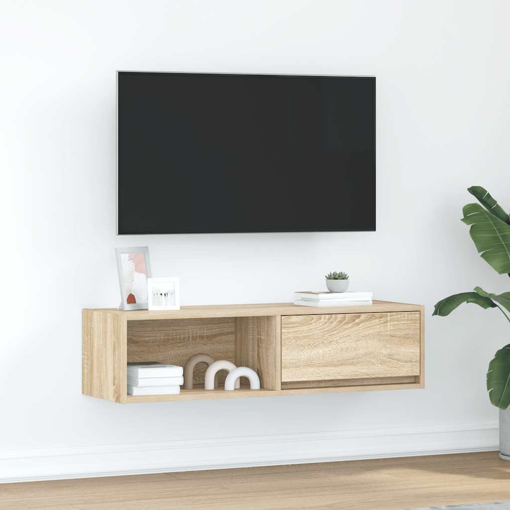 TV-bänk sonoma ek 100x31x25,5 cm konstruerat trä