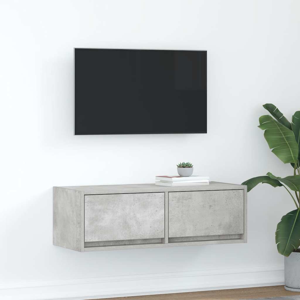TV-bänk betonggrå 80x31x25,5 cm konstruerat trä