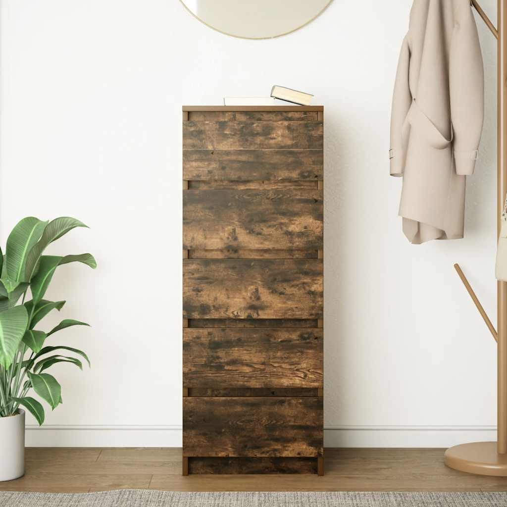 Skänk med lådor rökt ek 37,5x35x99 cm konstruerat trä