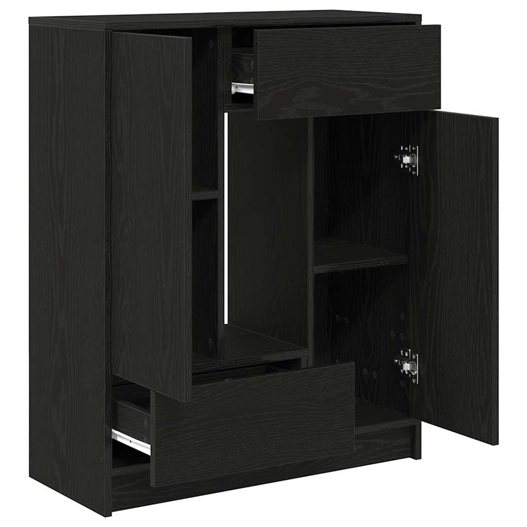 Skänk med lådor och dörrar svart ek 73x31x90 cm