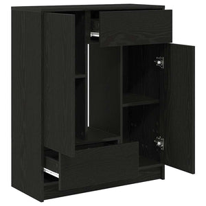 Skänk med lådor och dörrar svart ek 73x31x90 cm