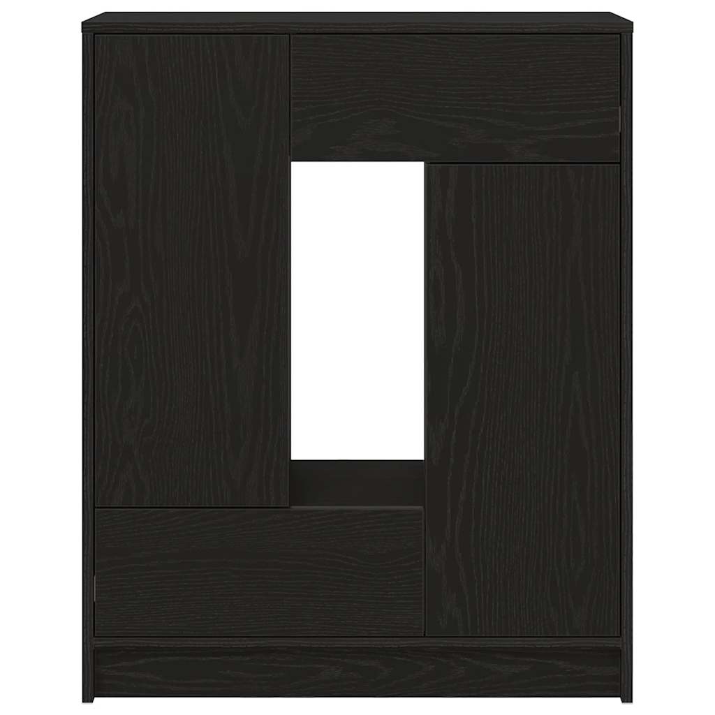 Skänk med lådor och dörrar svart ek 73x31x90 cm