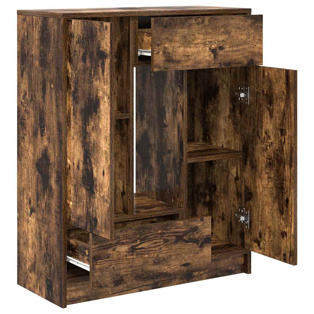 Skänk med lådor och dörrar rökt ek 73x31x90 cm