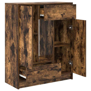 Skänk med lådor och dörrar rökt ek 73x31x90 cm