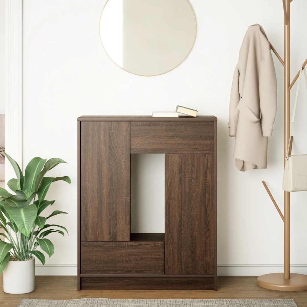 Skänk med lådor och dörrar brun ek 73x31x90 cm