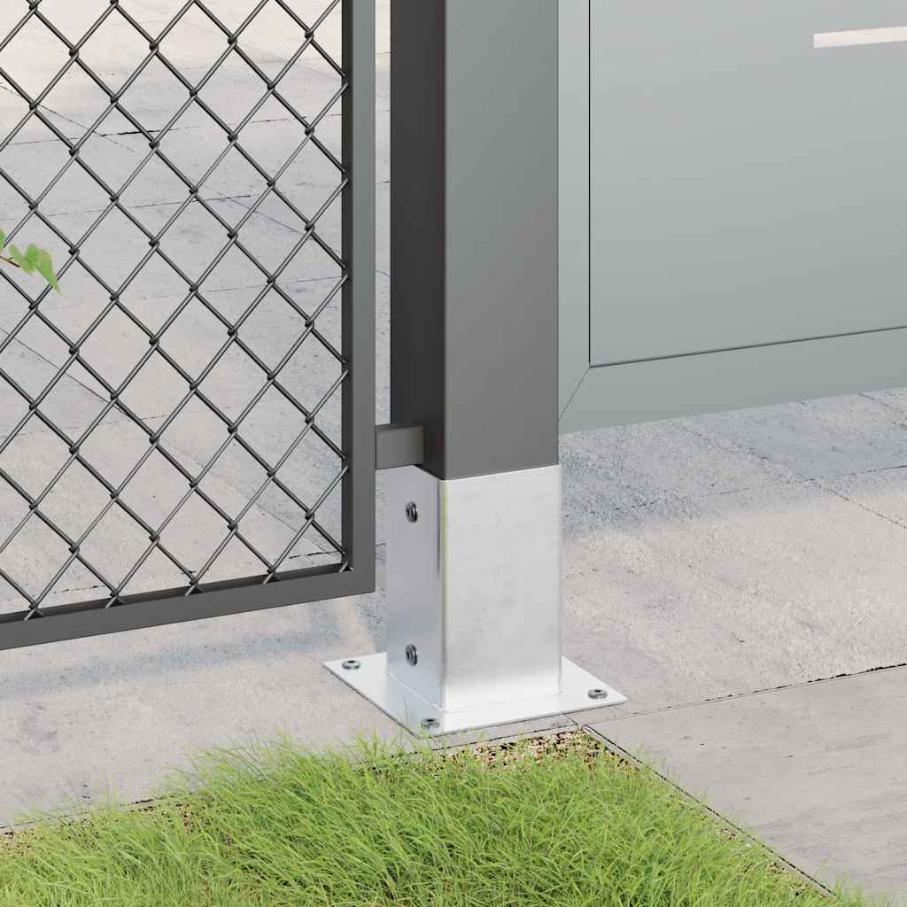 Stolpbaser fyrkantiga 4 st silver 91x91 mm galvaniserat stål