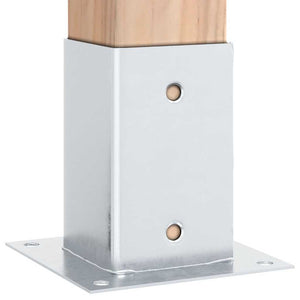 Stolpbaser fyrkantiga 4 st silver 91x91 mm galvaniserat stål