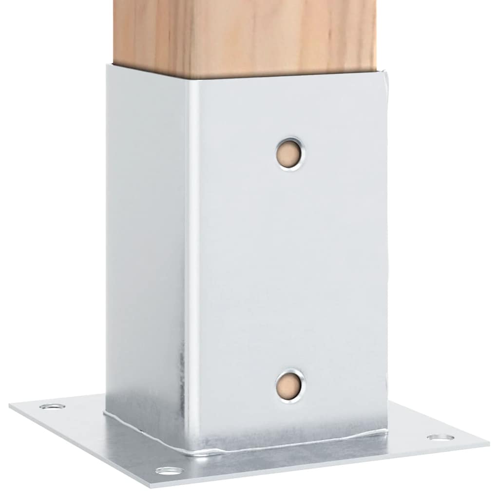 Stolpbaser fyrkantiga 4 st silver 91x91 mm galvaniserat stål