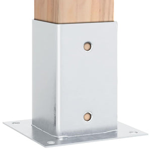 Stolpbaser fyrkantiga 4 st silver 91x91 mm galvaniserat stål