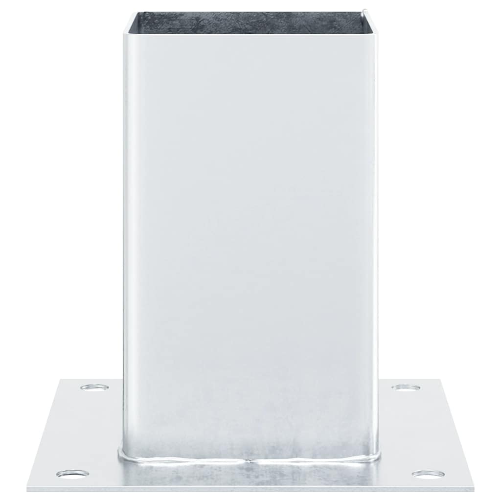 Stolpbaser fyrkantiga 4 st silver 91x91 mm galvaniserat stål