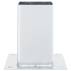 Stolpbaser fyrkantiga 4 st silver 91x91 mm galvaniserat stål