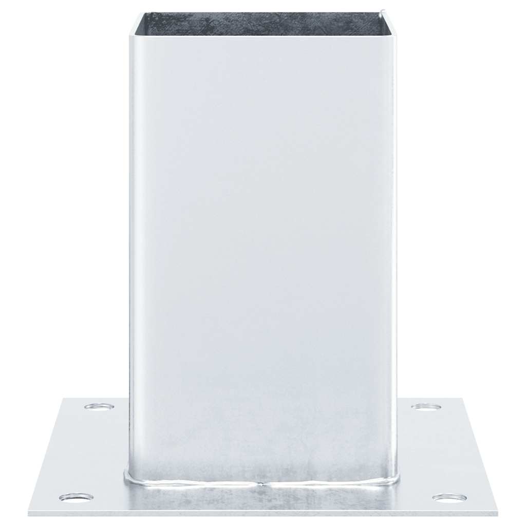 Stolpbaser fyrkantiga 4 st silver 91x91 mm galvaniserat stål