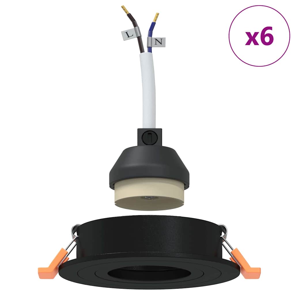 Spotlight 6 pcs Svart 9 x 9 x 2 cm Aluminium