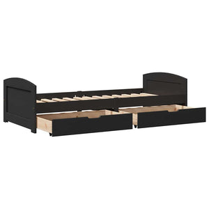 Dagbädd med 2 lådor utan madrass IRUN svart 90x200 cm