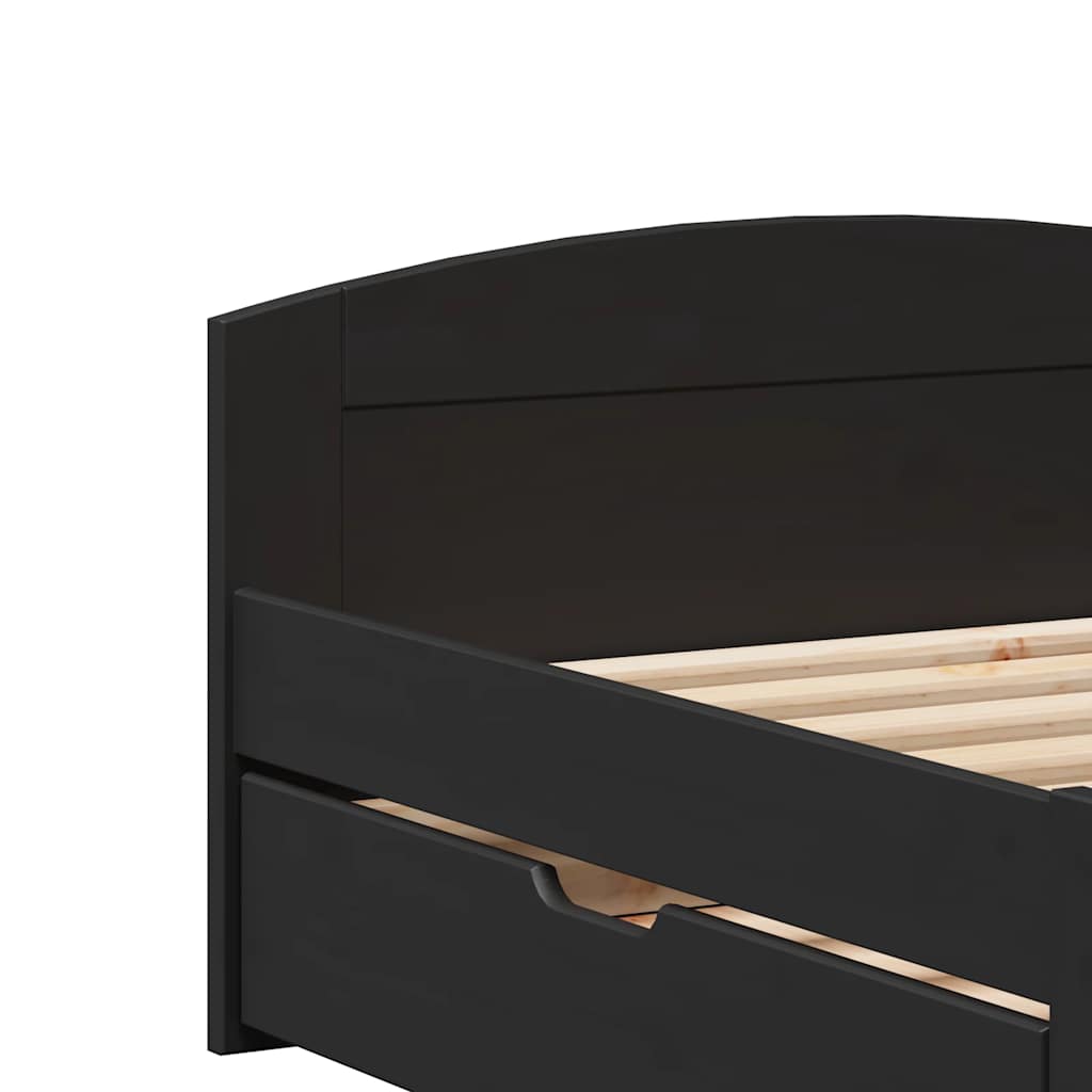 Dagbädd med 2 lådor utan madrass IRUN svart 90x200 cm