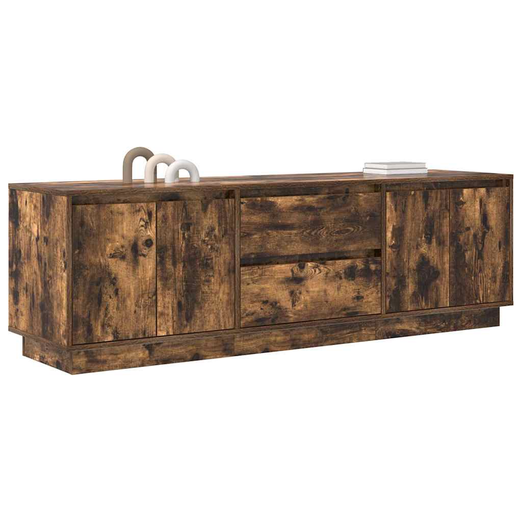 TV-bänk med LED-lampor rökt ek 160,5x41x50 cm