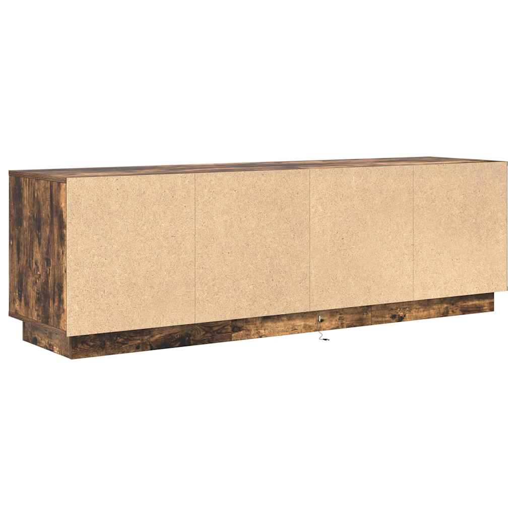 TV-bänk med LED-lampor rökt ek 160,5x41x50 cm