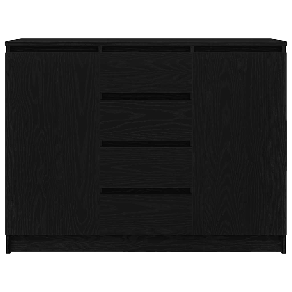 Skänk med lådor svart ek 100,5x35x76 cm konstruerat trä
