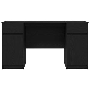 Skrivbord med låda Svart ek 140 x 49 x 76 cm Konstruerat trä