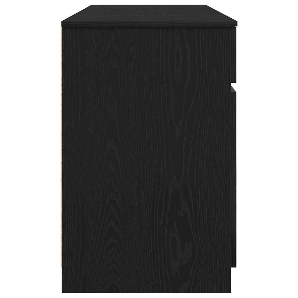 Skrivbord med låda Svart ek 140 x 49 x 76 cm Konstruerat trä