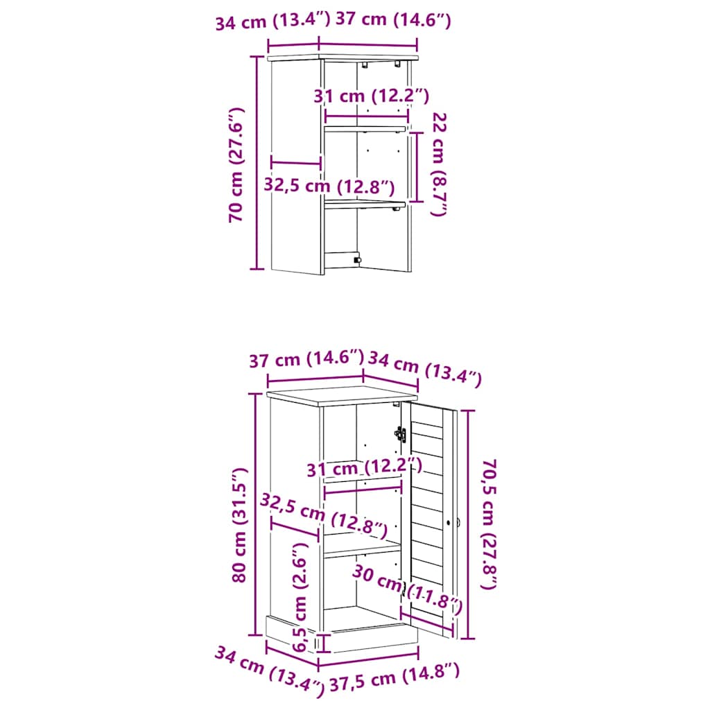 Badrumsmöbelset VIGO 2 pcs Vit och antikvit Massiv furu