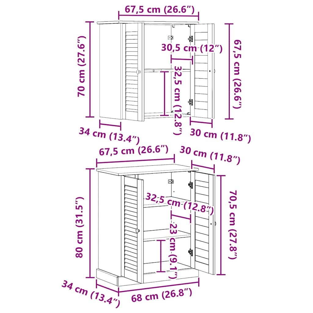 Badrumsmöbelset med hylla VIGO 2 pcs Brun och honungsgul
