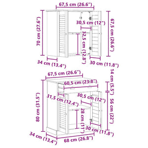 Badrumsmöbelset VIGO 2 pcs Vit och antikvit 67,5 x 34 x 80 cm