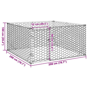 Hundkoja utomhus med dörr 2x2x1 m galvaniserat stål