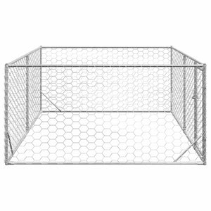 Hundkoja utomhus med dörr 3x2x1 m galvaniserat stål