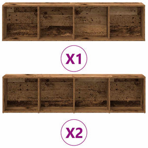 Bokhyllor 3 st åldrat trä konstruerat trä