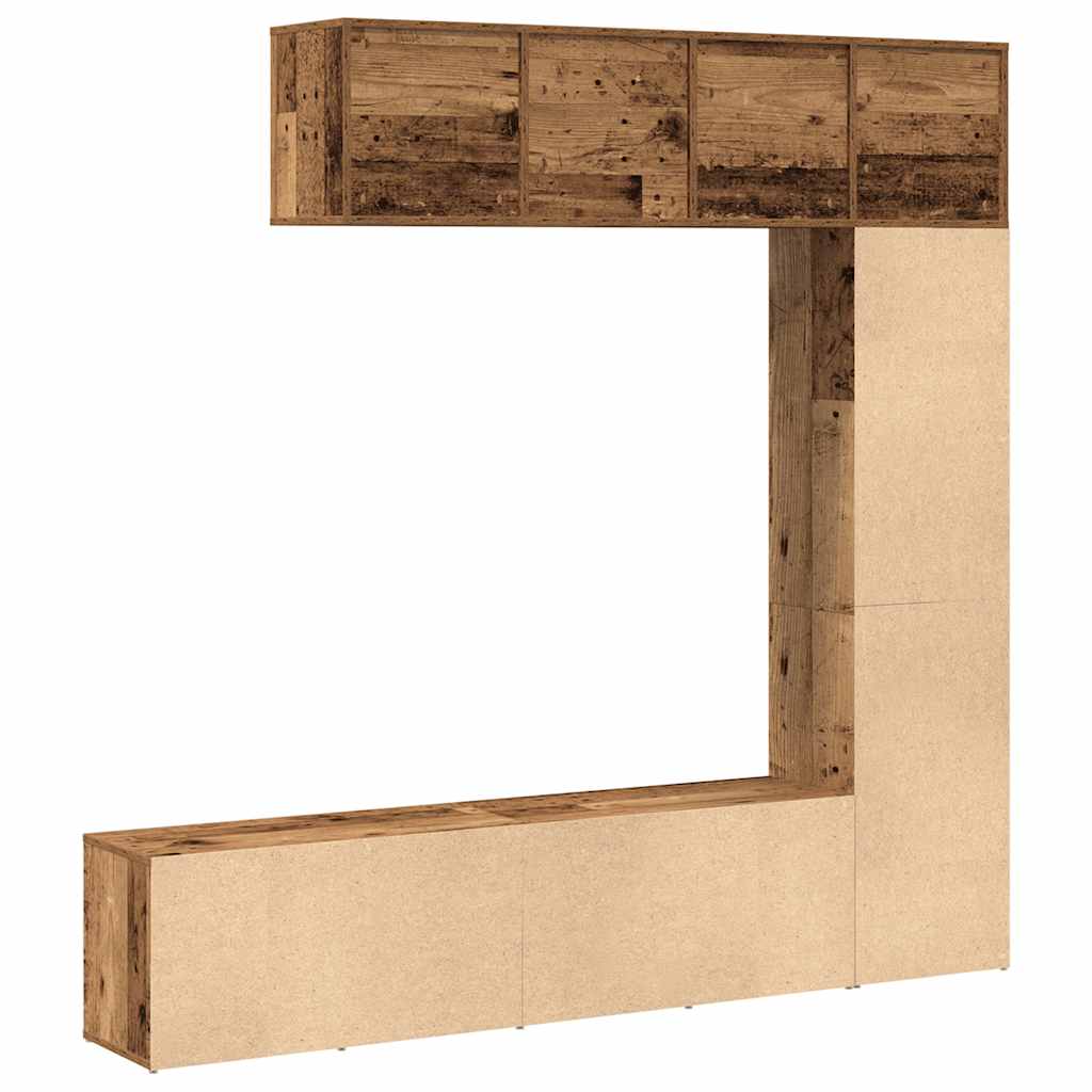 Bokhyllor 3 st åldrat trä konstruerat trä