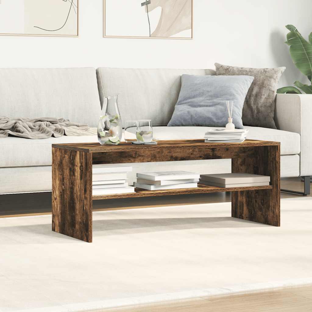 Tv-bänk rökfärgad ek 100x35x40 cm konstruerat trä