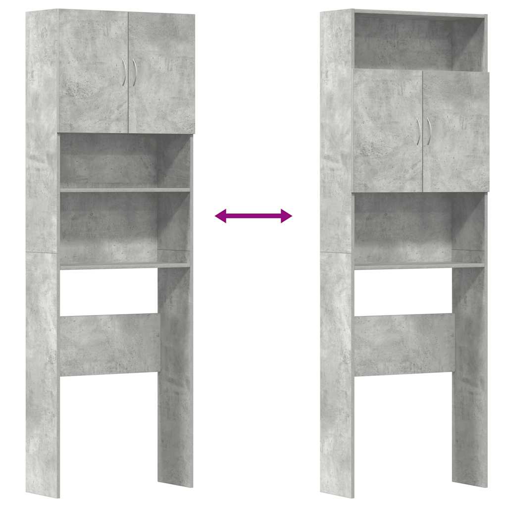 Tvättmaskinsskåp betonggrå 64x24x190 cm konstruerat trä